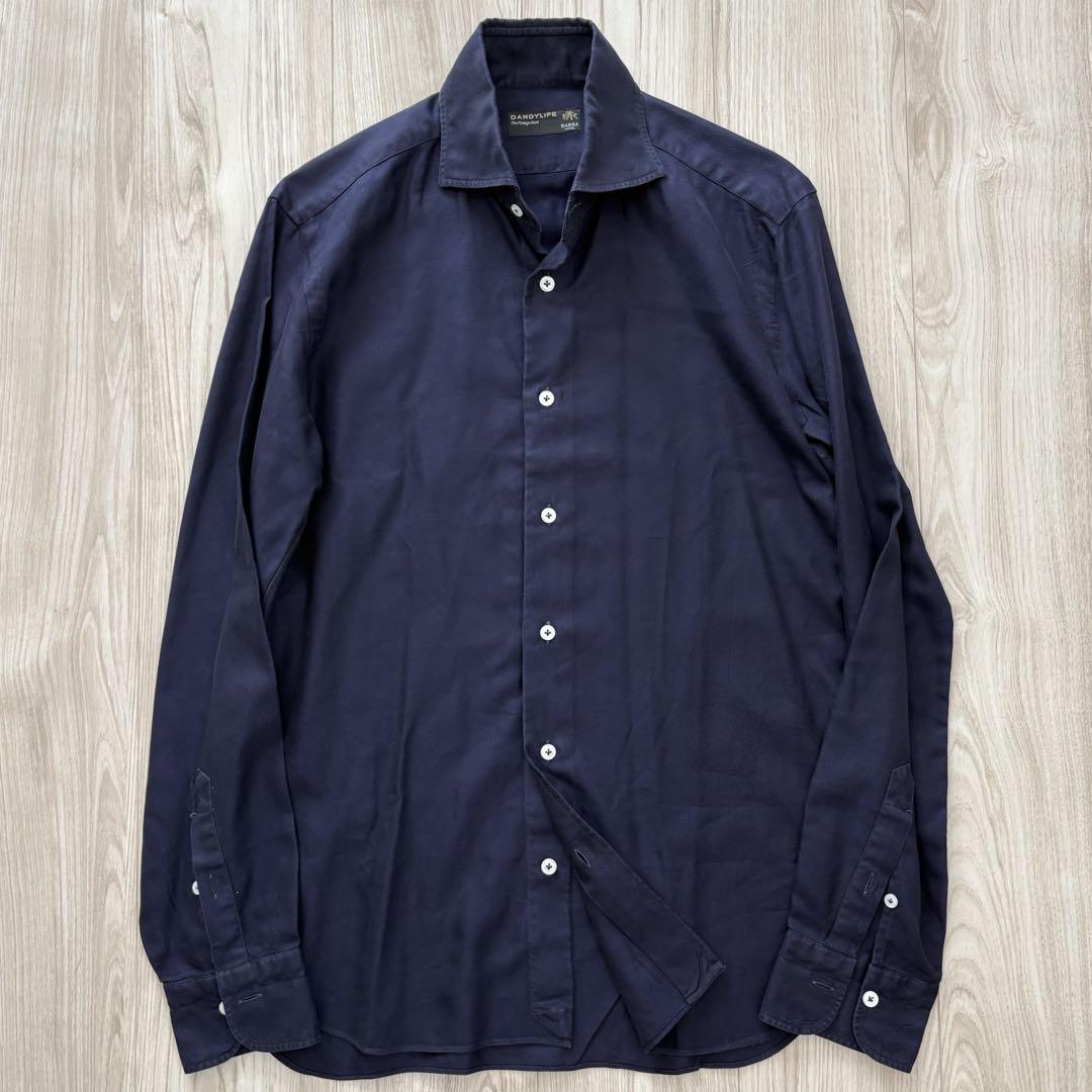 BARBA DANDYLIFE ドレスシャツ 40 ネイビー イタリア製 バルバ