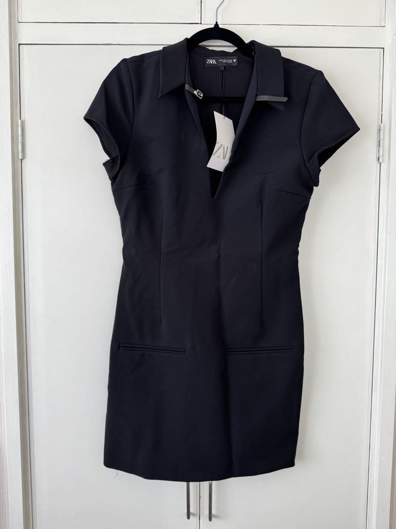 新品タグ付き ♥️ ZARA 襟付き黒ミニワンピース