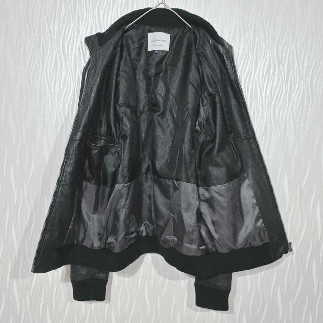 ナノユニバース)美品 山羊革 レザージャケット M 本革 シングルライダース ナノユニバース)美品 山羊革 レザージャケット M 本革 シングルライダース