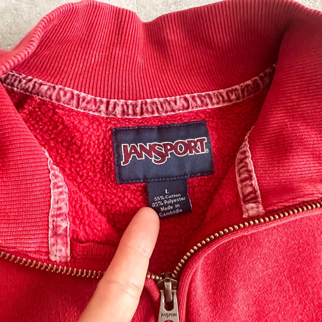 1990's~ JANSPORT レッド ロング ハーフジップ スウェット