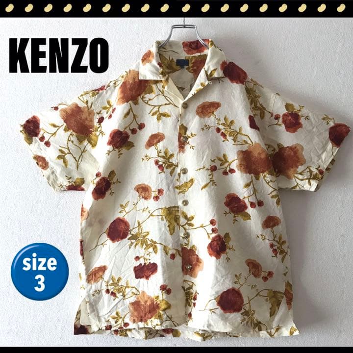 KENZO☆花柄☆リネン☆オープンカラーシャツ☆オーバーサイズ☆半袖