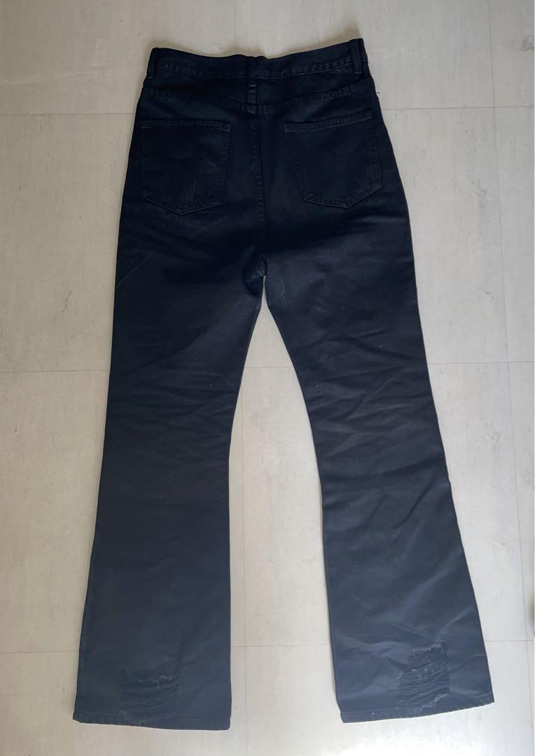 flare damage black denim opium