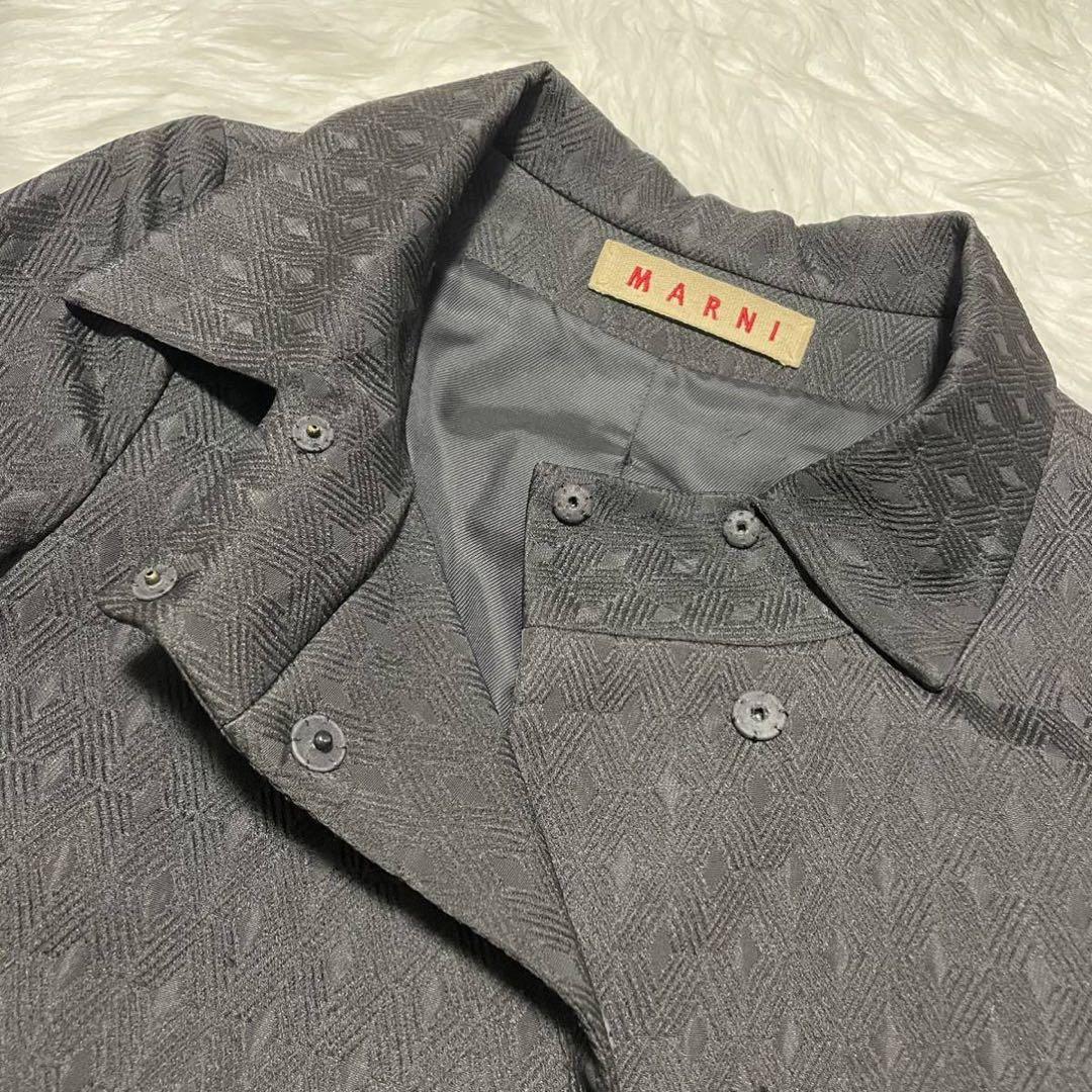 本物 マルニ 生地切替 ロング ジャケット コート 38 ブラック系 黒系 本物 マルニ 生地切替 ロング ジャケット コート 38 ブラック系 黒系