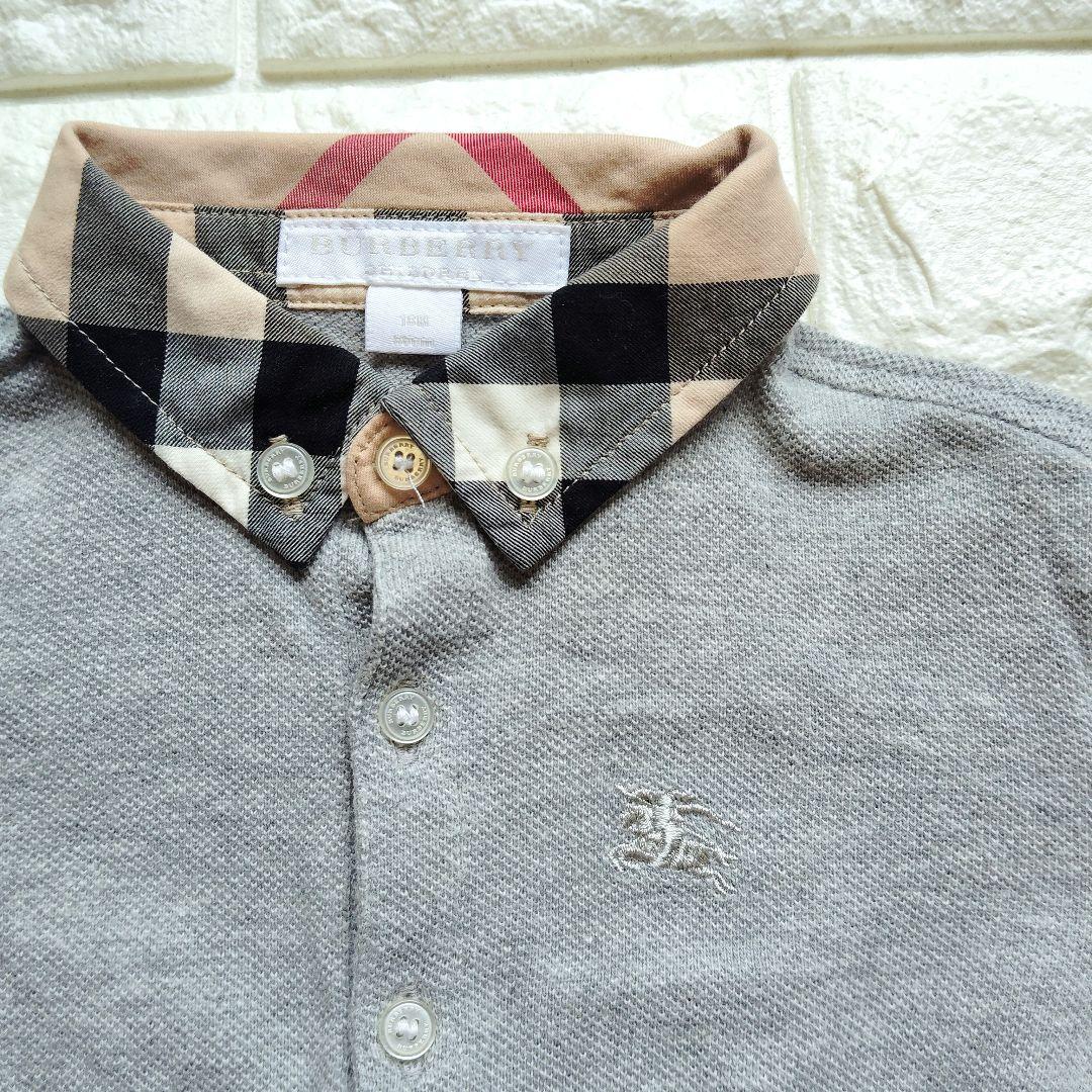 BURBERRY バーバリー グレー ノバチェック ポロシャツ 18M