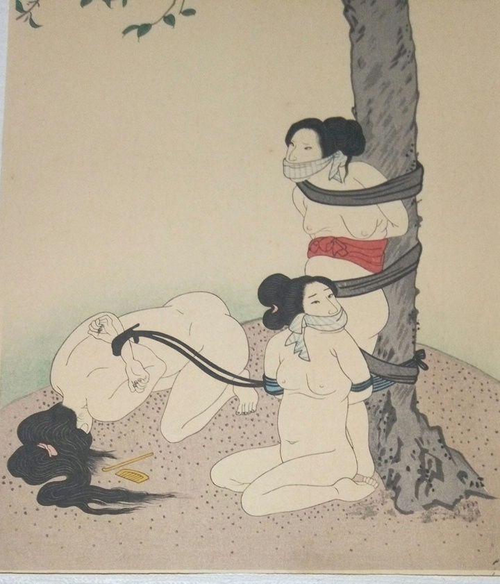 浮世絵、昭和2年嬌艶集の復刻浮世絵あぶない絵4枚売り、国芳、鳥居清満他