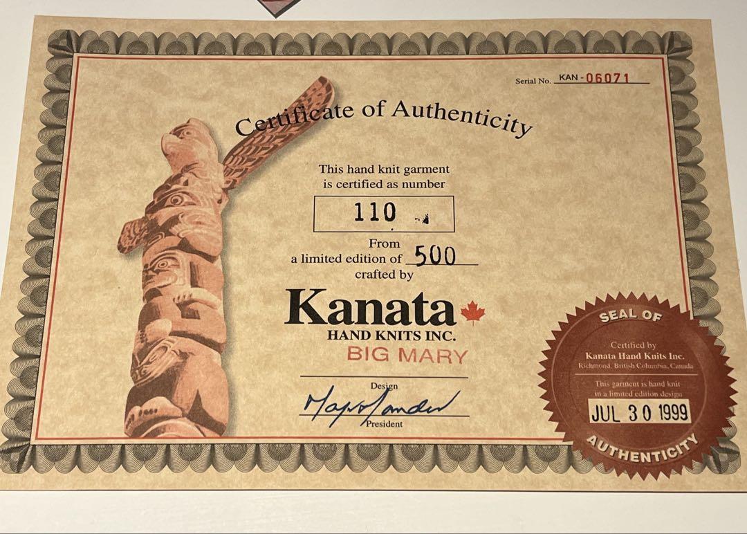 kanata カウチン 90s 限定500着証明書付き　ビンテージトーテムカナタ