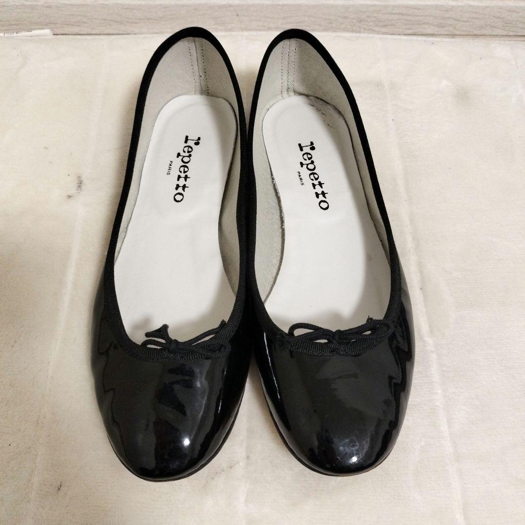 美品　repetto　バレエシューズ エナメル 黒　38.5