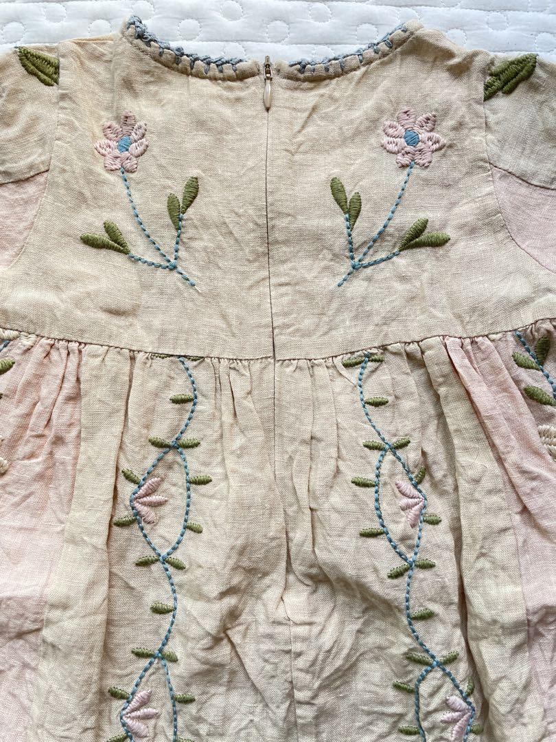 Apolina 刺繍入り長袖ワンピース 3-5y