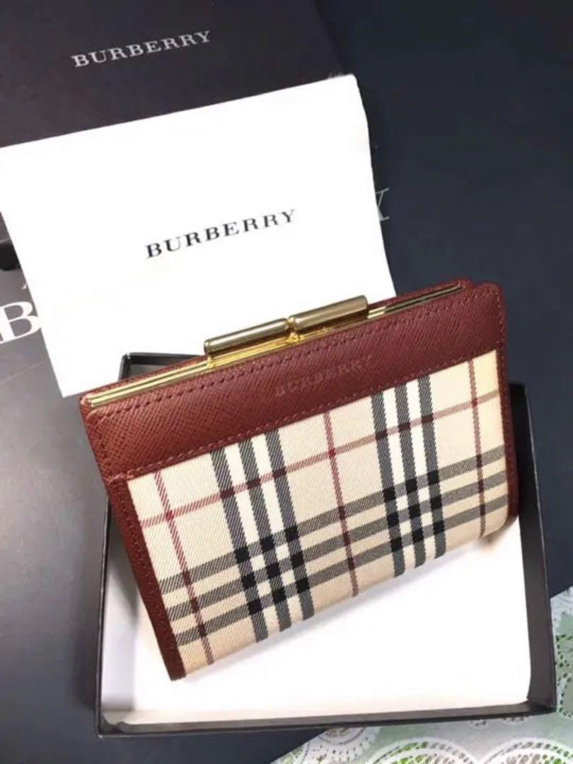 ◼️新品・未使用◼️日本製牛革　バーバリー　Burberry がま口　財布　ボルドー ◼️新品・未使用◼️日本製牛革 バーバリー Burberry がま口
