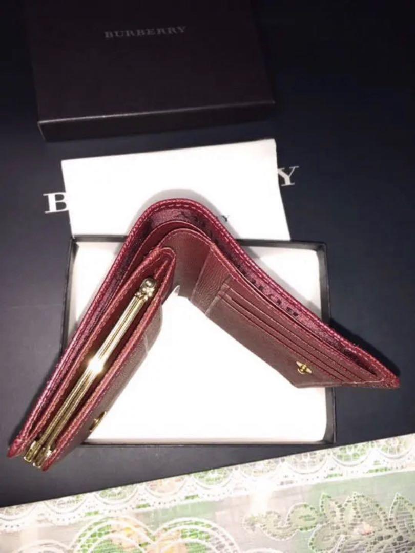 ◼️新品・未使用◼️日本製牛革　バーバリー　Burberry がま口　財布　ボルドー ◼️新品・未使用◼️日本製牛革 バーバリー Burberry がま口