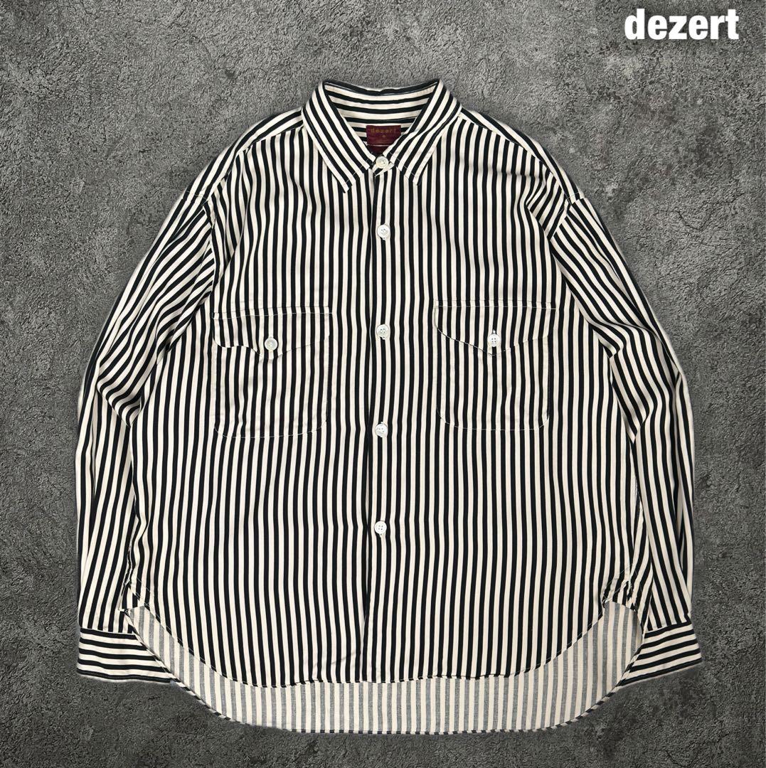 dezert 80s 90s マチ付 オーバーサイズ ストライプシャツ デザートM VINTAGE