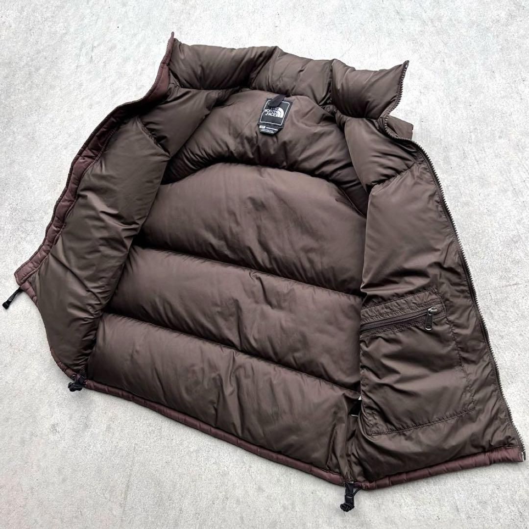 美品 THE NORTH FACE センターロゴ ヌプシ ダウンベスト ブラウン