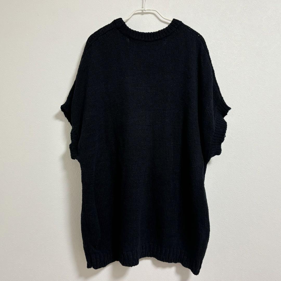 Dulcamara コットン ニット ベスト メッシュ ブラック 黒