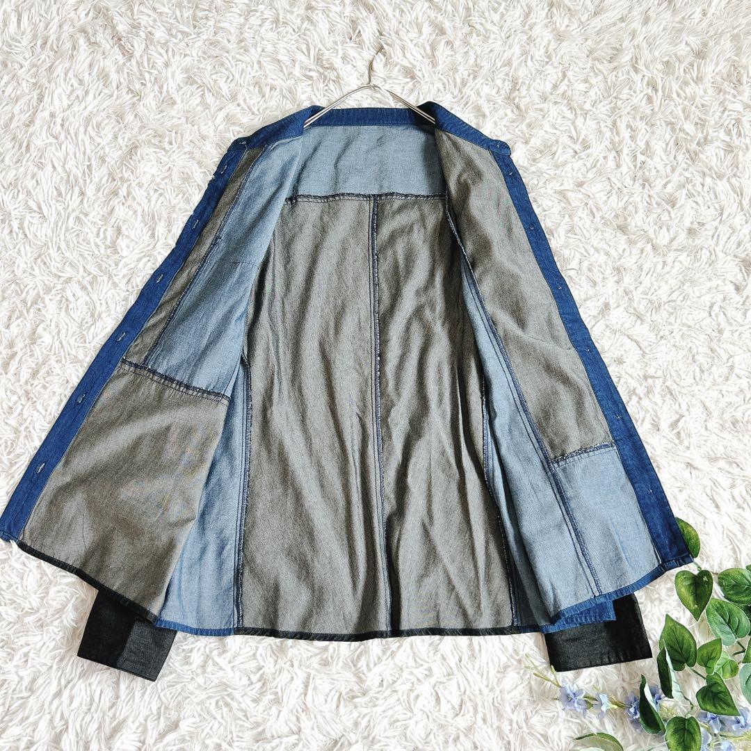 美品⁂センソユニコ⁂長袖シャツ ブラウス バンドカラー アシメ