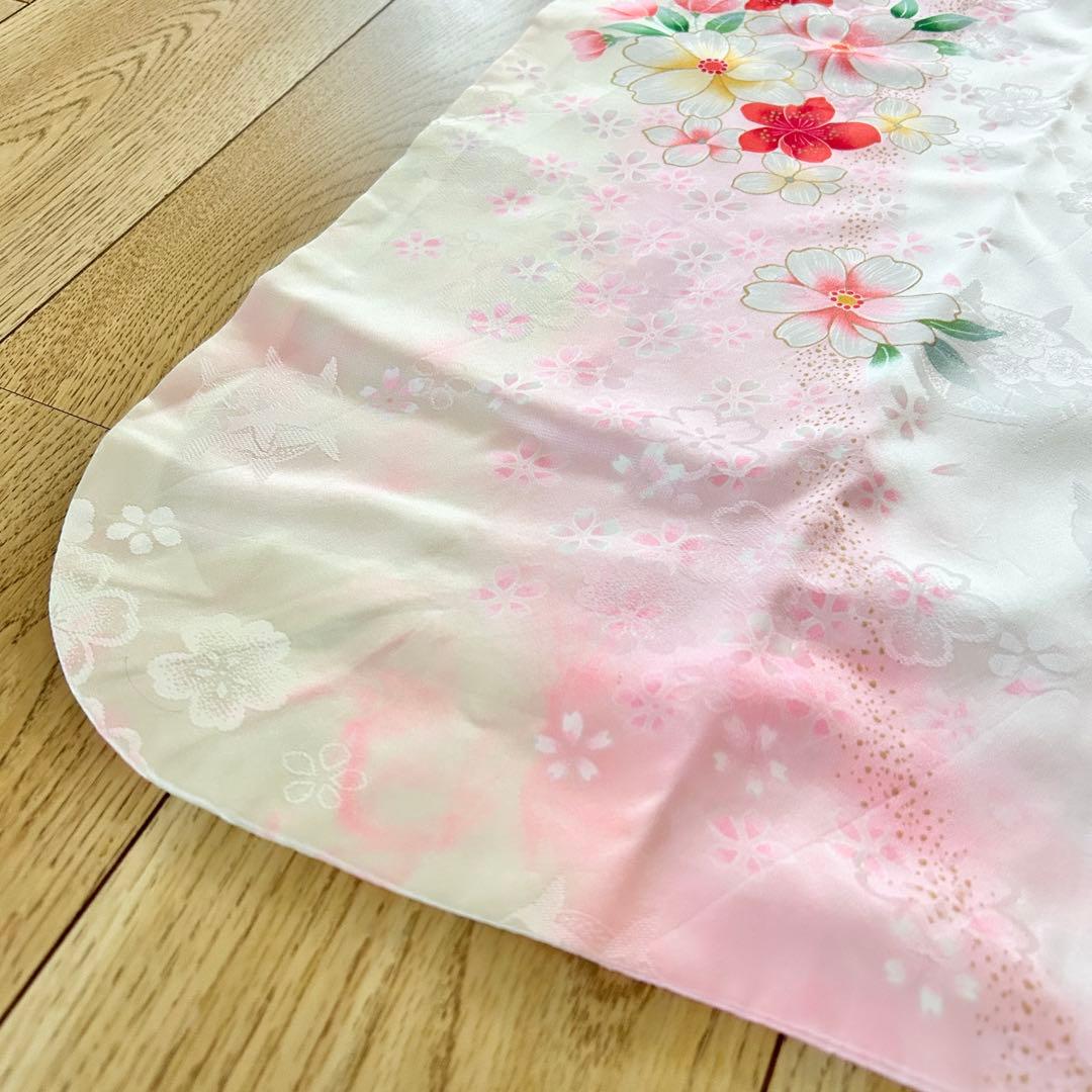 正絹 七五三 女の子7歳着物・帯セット 白 レトロ アンティーク 日本製 正絹 七五三 女の子7歳着物・帯セット 白 レトロ アンティーク 日本製