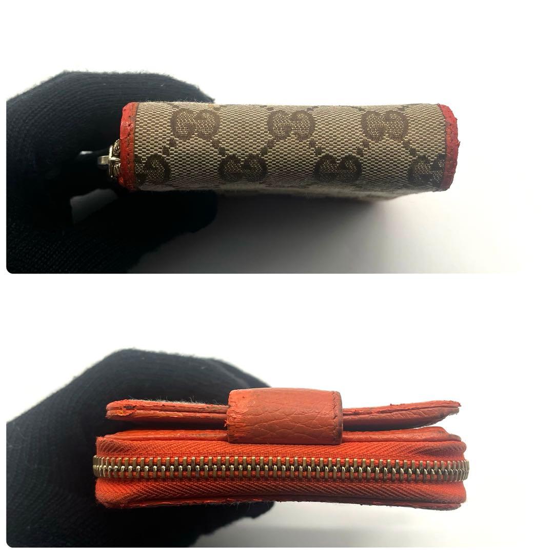 GUCCI グッチ 2つ折り財布 オレンジ レザー×GGキャンバス 346056