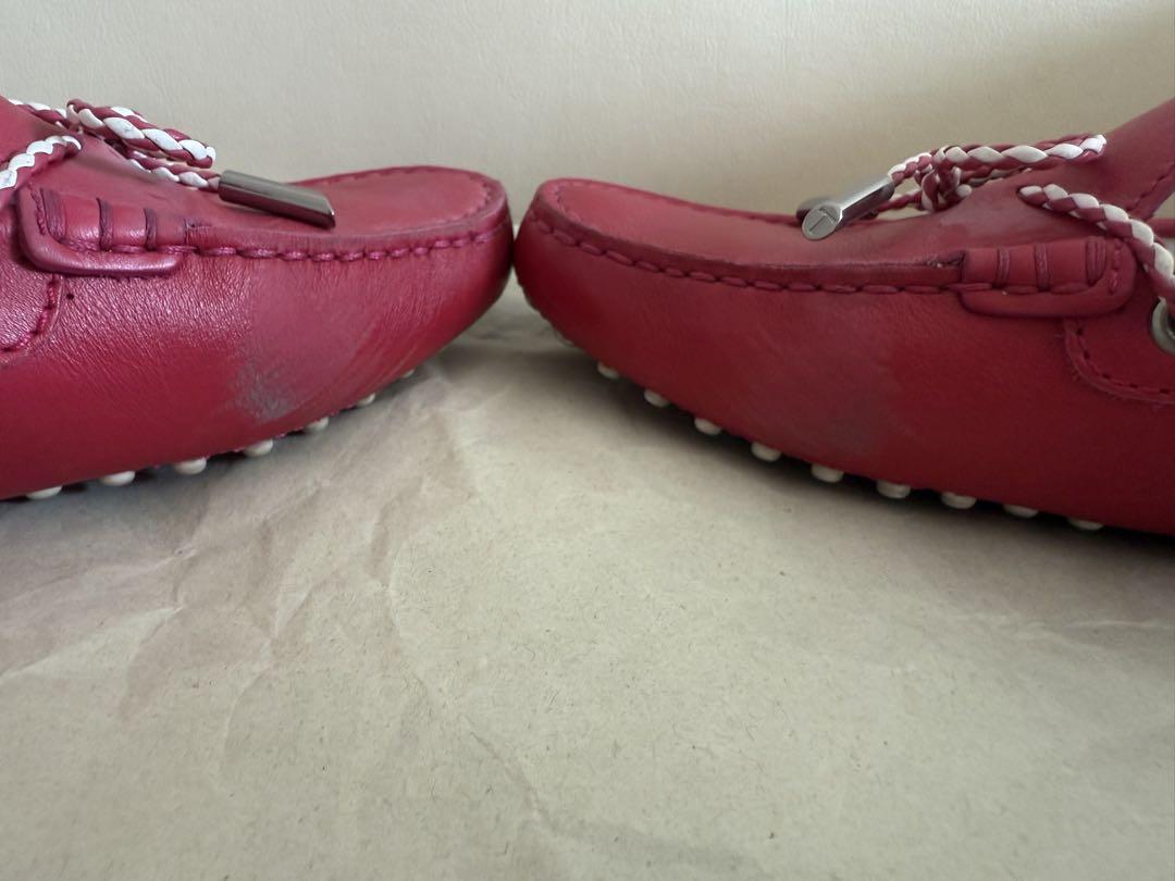TOD'S 赤いローファー リボン付き　36サイズ