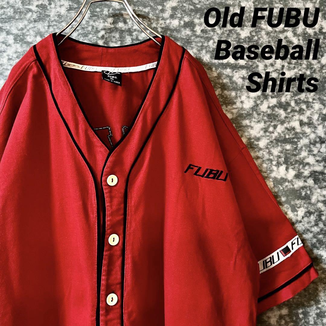 FUBU ビンテージ ベースボールシャツ 古着 フブ デカロゴ 刺繍ロゴ