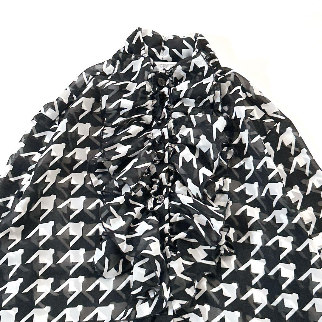 美品♡ナラカミーチェ ハウンドトゥースシフォンプリントフリル