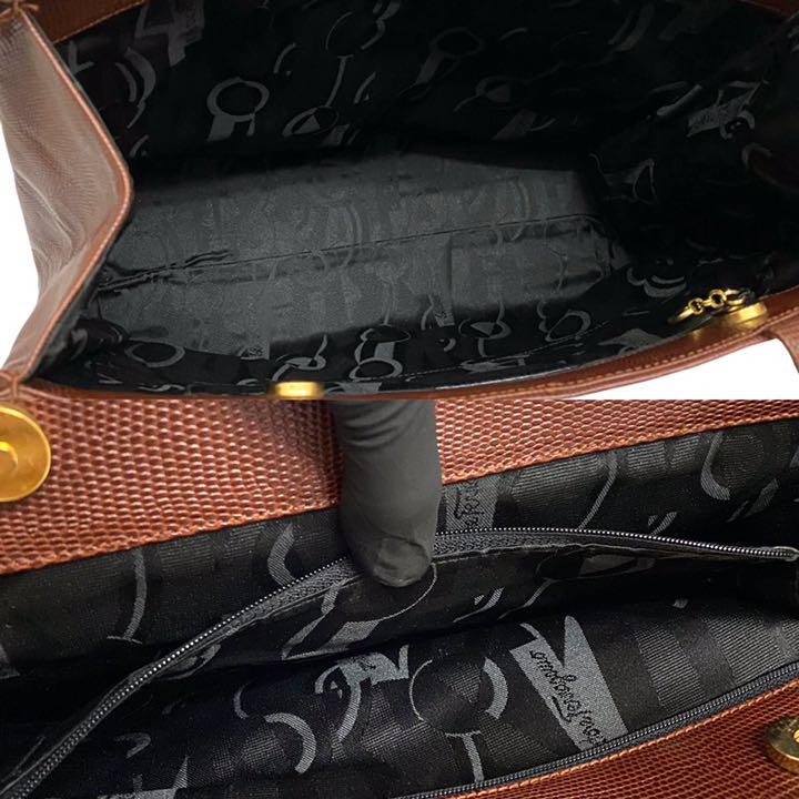 極 美品 サルバトーレフェラガモ ヴァラリボン 金具 レザー トートバッグ 茶 極 美品 サルバトーレフェラガモ ヴァラリボン 金具 レザー トートバッグ 茶