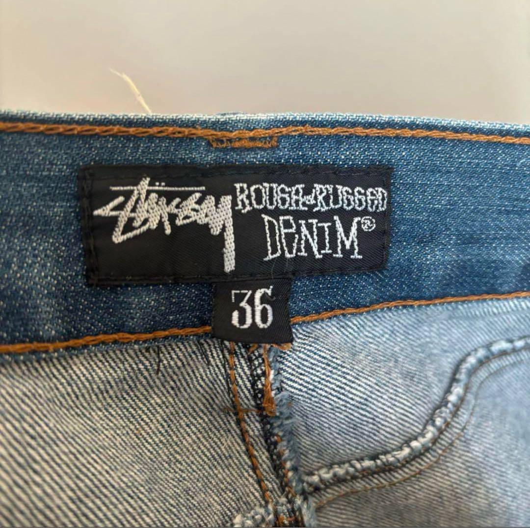 00s stussy デニムショーツ バギー アメリカ製 ブルー 36inch