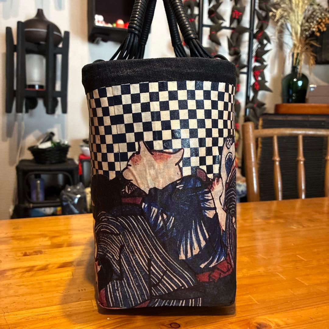 浮世絵デザイン 中型かごバッグ 浮世絵デザイン 中型かごバッグ