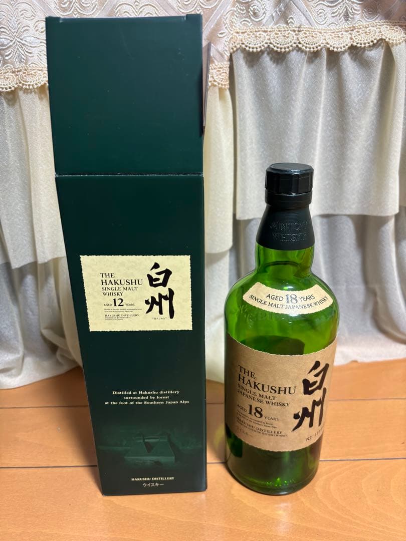 白州 12年 18年 シングルモルトウイスキーセット空瓶 箱付 白州 12年 18年 シングルモルトウイスキーセット空瓶 箱付