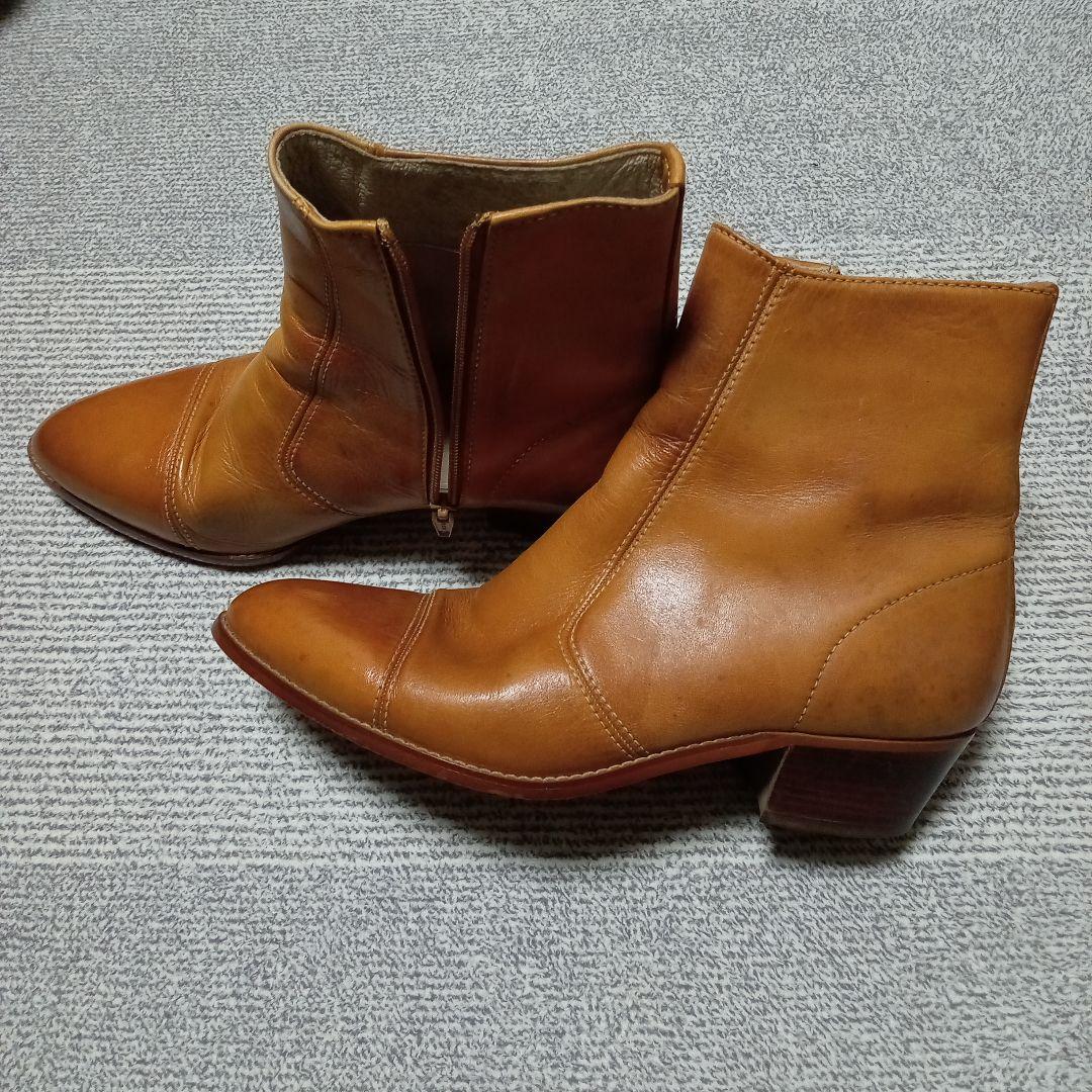 ブラウンレザーショートブーツ 25.5cm