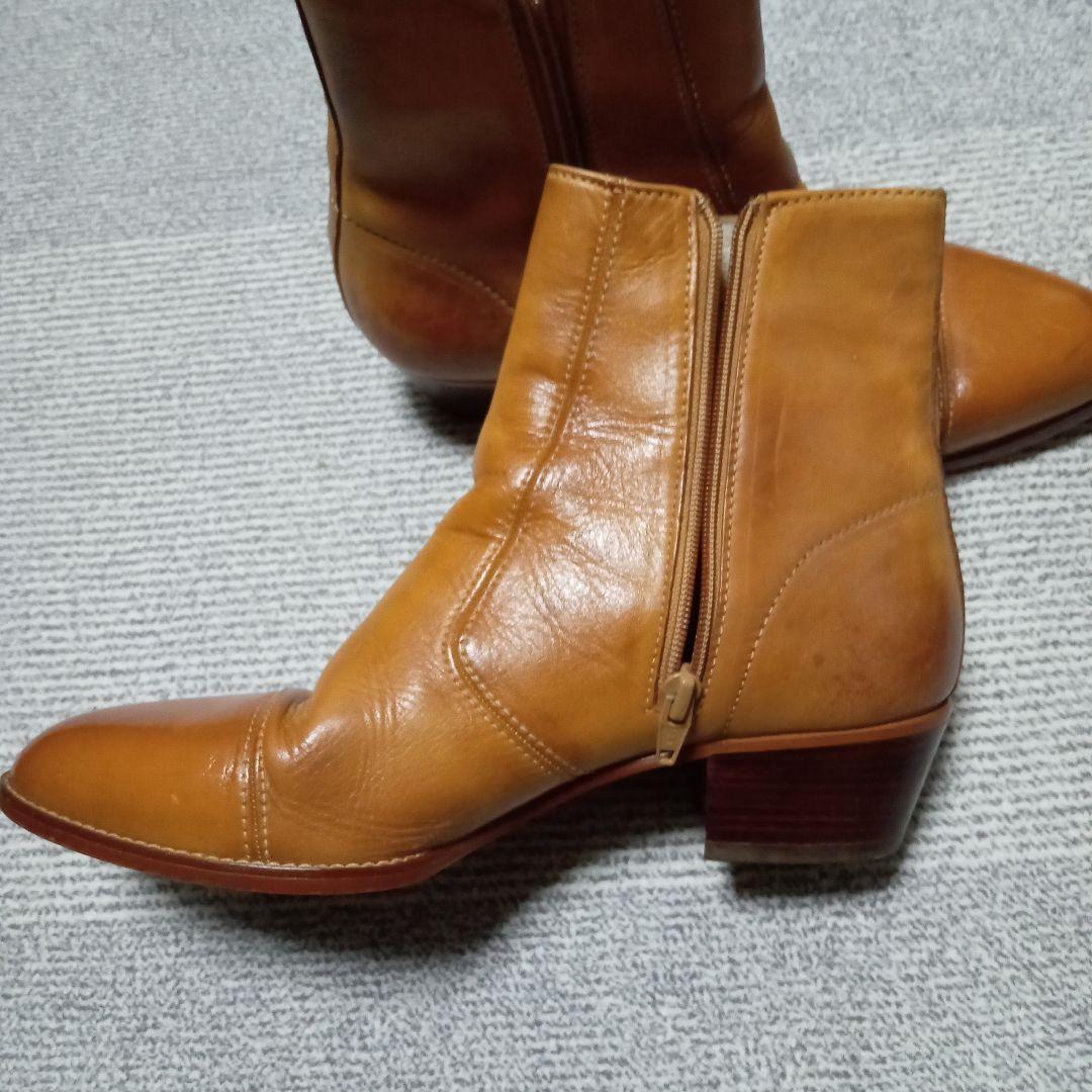 ブラウンレザーショートブーツ 25.5cm
