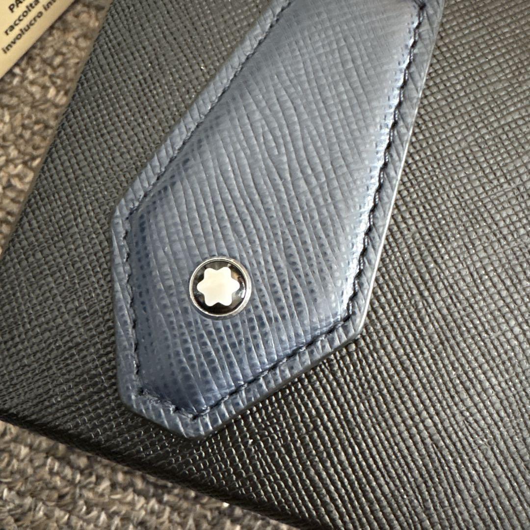 MONTBLANC ネイビー レザー キーホルダー