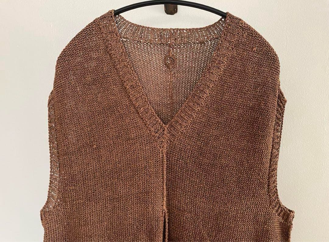 TAI washi knit vest kakishibu