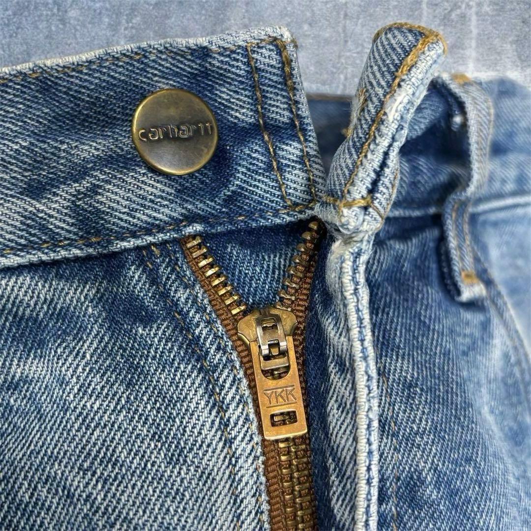 神サイズ カーハート ダック地 デニムパンツ W32 L30 裏地チェック柄