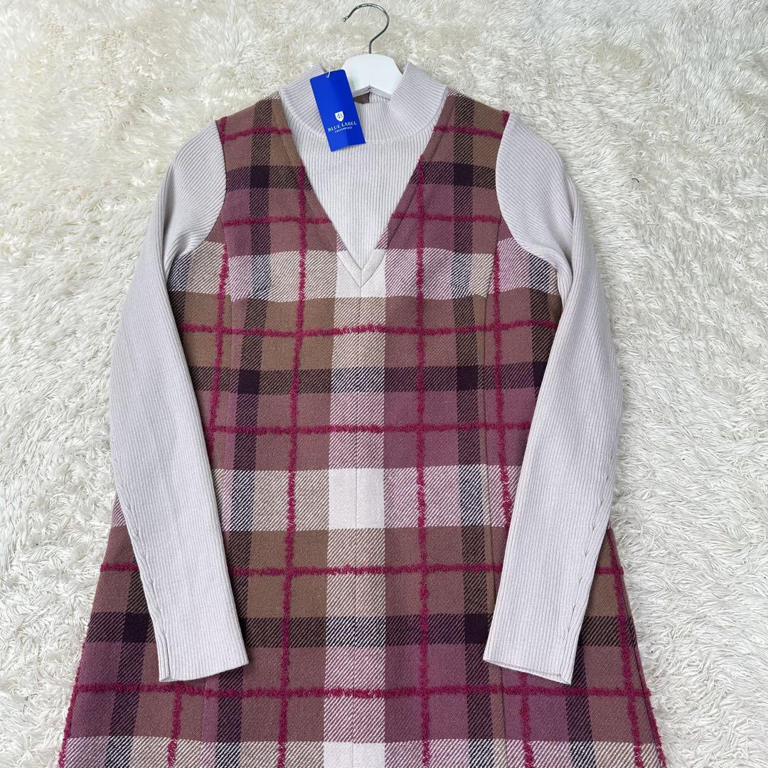 クレストブリッジチェックループヤーンツィードドレス ピンク