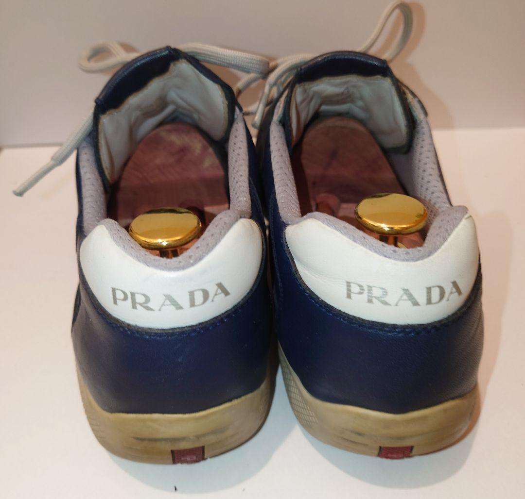 ☆人気！美品☆PRADA レザースニーカー ネイビー 9 約28cm