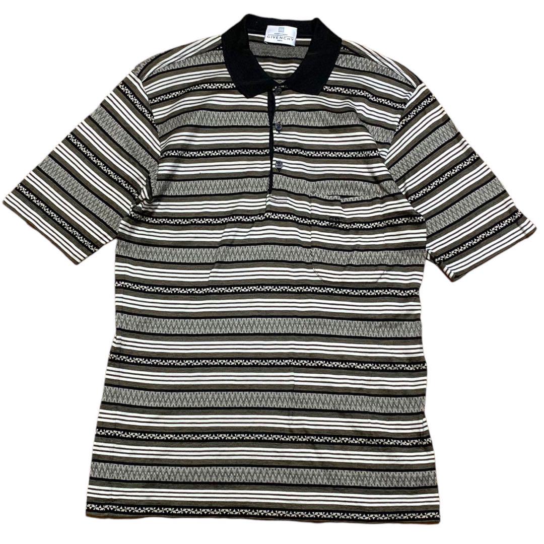 90s GIVENCHY SPORT イタリア製　ボーダー　半袖　ポロシャツ イタリア製】ヴィンテージ ジバンシー 半袖 ポロシャツ ボーダー