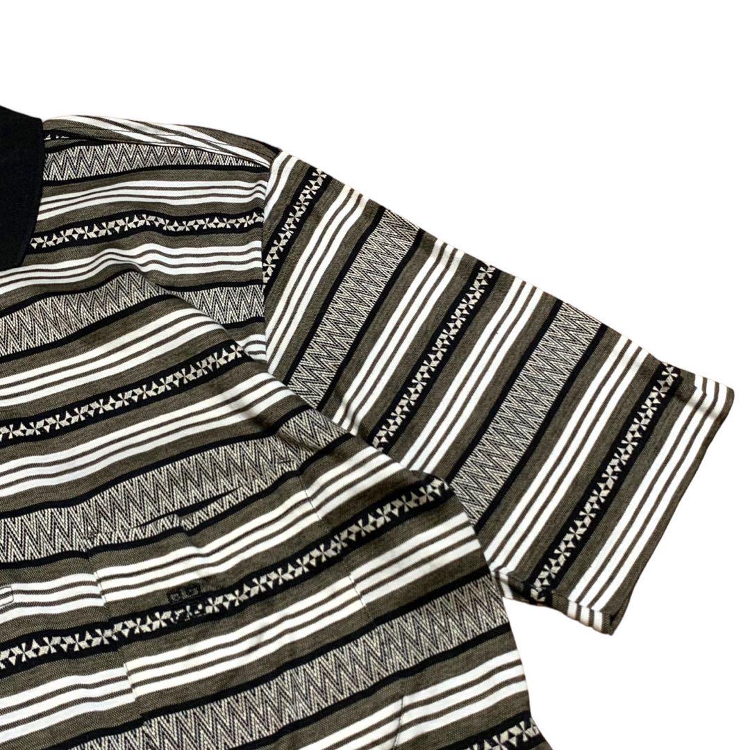 90s GIVENCHY SPORT イタリア製　ボーダー　半袖　ポロシャツ イタリア製】ヴィンテージ ジバンシー 半袖 ポロシャツ ボーダー