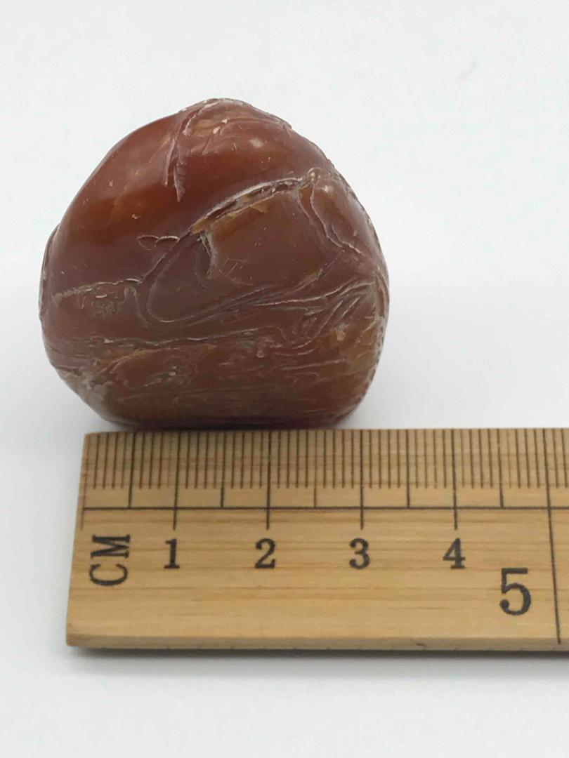 egg　田黄石　蘿蔔紋　古印材　仙人道人山水図彫り　篆刻(B-59)