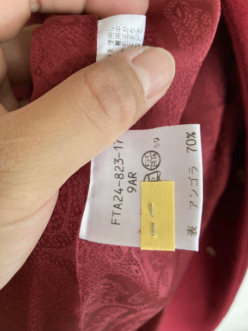 baiya バーバリー　アンゴラ　9ar ロングコート　レディース　えんじ　赤