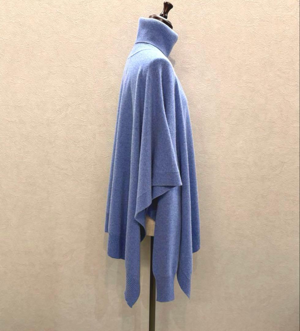 マイランMYLAN❤️カシミヤタートルニットポンチョセーター❤️ブルー マイランMYLAN❤️カシミヤタートルニットポンチョセーター❤️ブルー