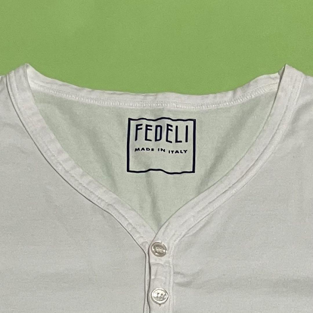【人気】FEDELI　フェデーリ　ロンT　長袖カットソー　ヘンリーネック　ボタン