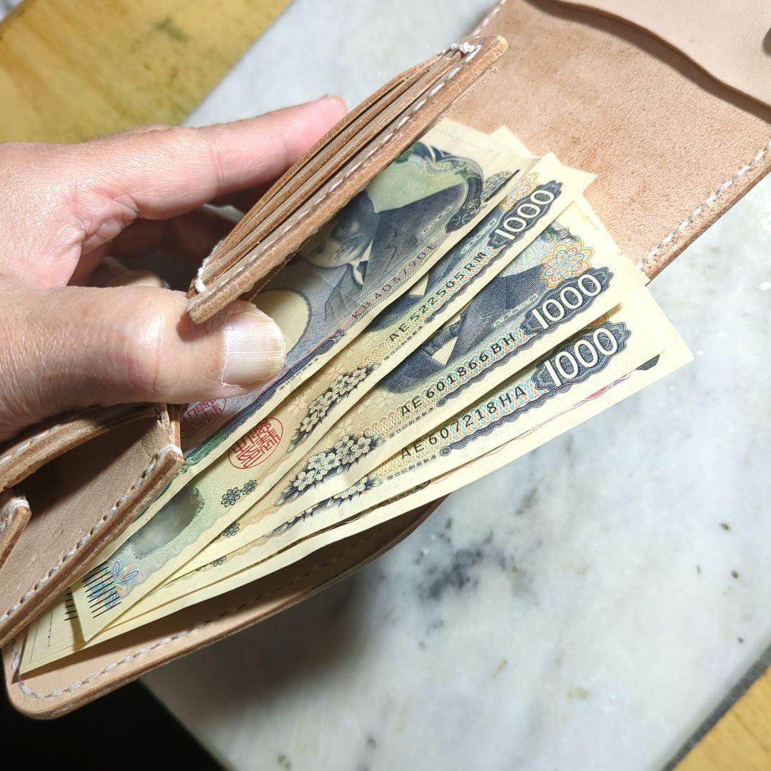 姫路ヌメ革 ショートウォレット 2つ折り財布 ハーフウォレット ハンドメイド