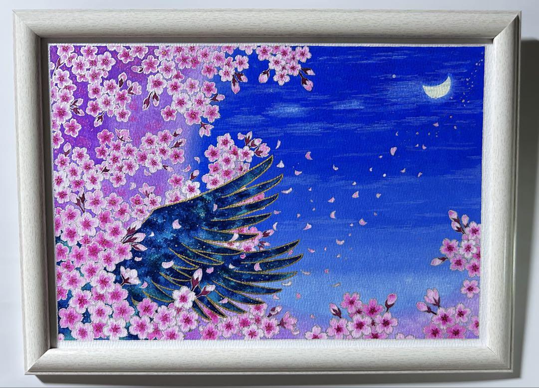 『花鳥風月』＊°* 水彩画　原画　和風画　A4サイズ　額縁なし