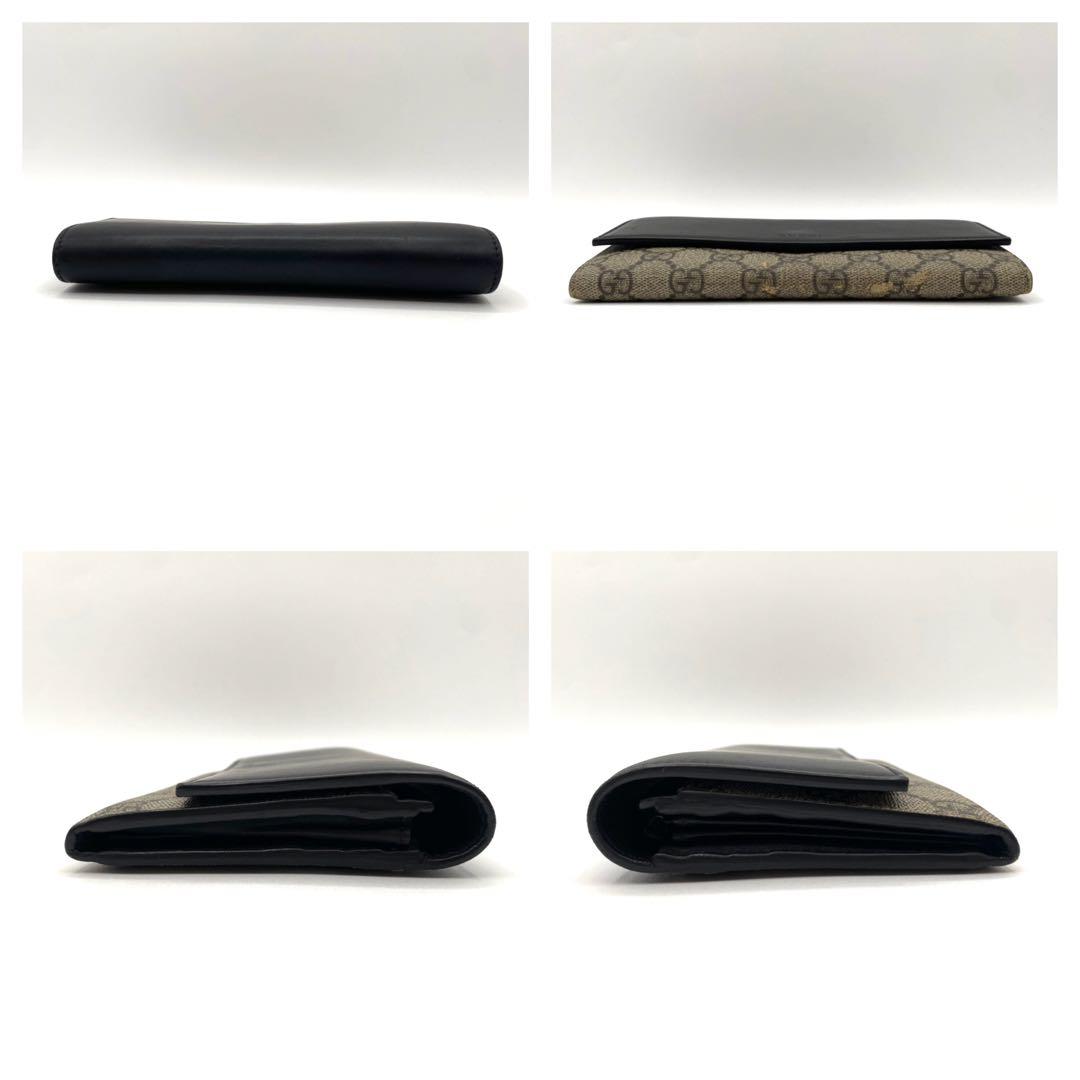 GUCCI 長財布 ブラック×ベージュ　GGスプリーム　ロゴ型押し　410100