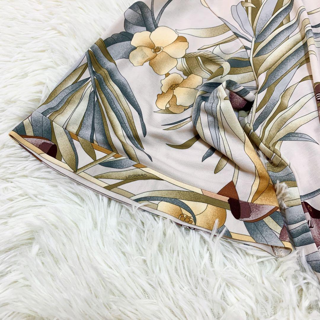 【美品】LEONARD SPORT ポロシャツ 花柄 金ボタン 大きいサイズ