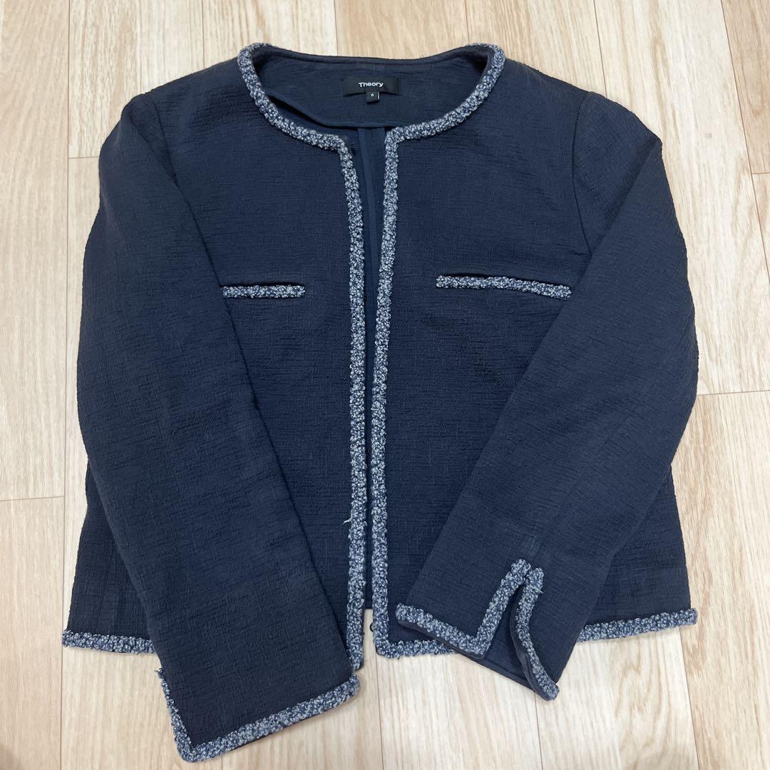 Theory ノーカラージャケット　ツイードジャケット Theory luxe｜ツイードノーカラージャケット