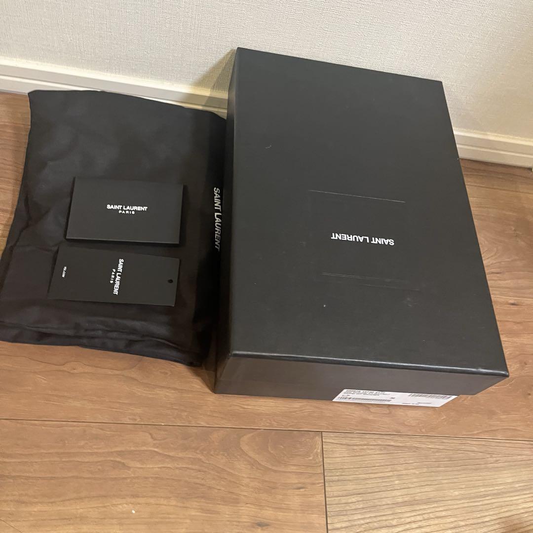 SAINT LAURENT ネイビー ドット柄 スリングバックパンプス