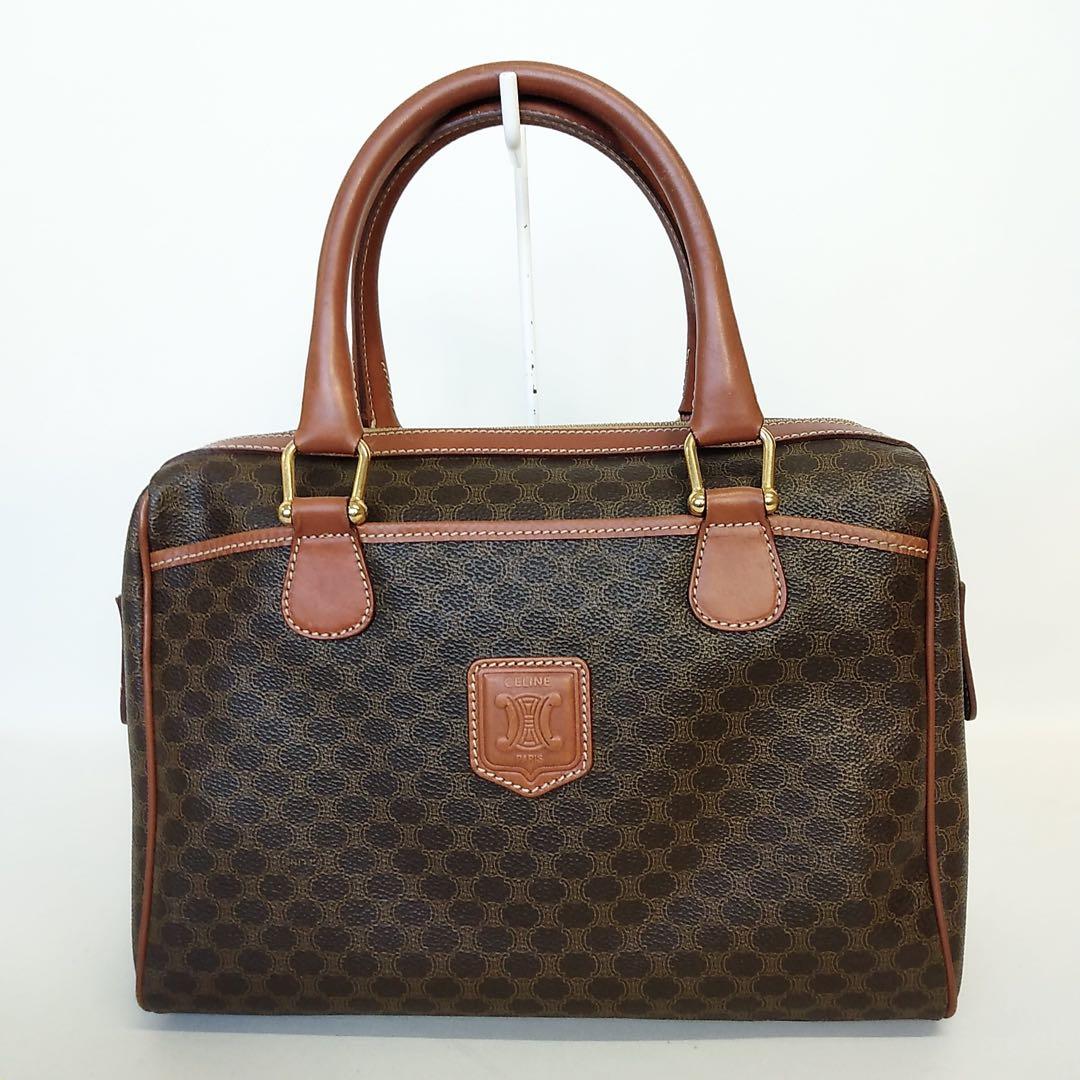 CELINE セリーヌ ハンドバッグ マカダム ブラウン CELINE セリーヌ マカダム ハンドバック PVC レザー ブラウン