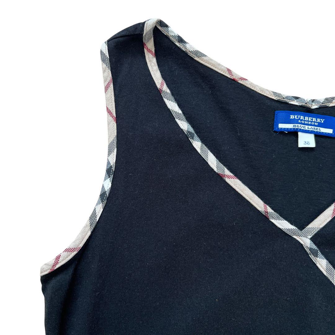 【BURBERRY BLUE LABEL】バーバリー★タンクトップ　バックリボン バーバリーブルーレーベル タンクトップ ノバチェックパイピング
