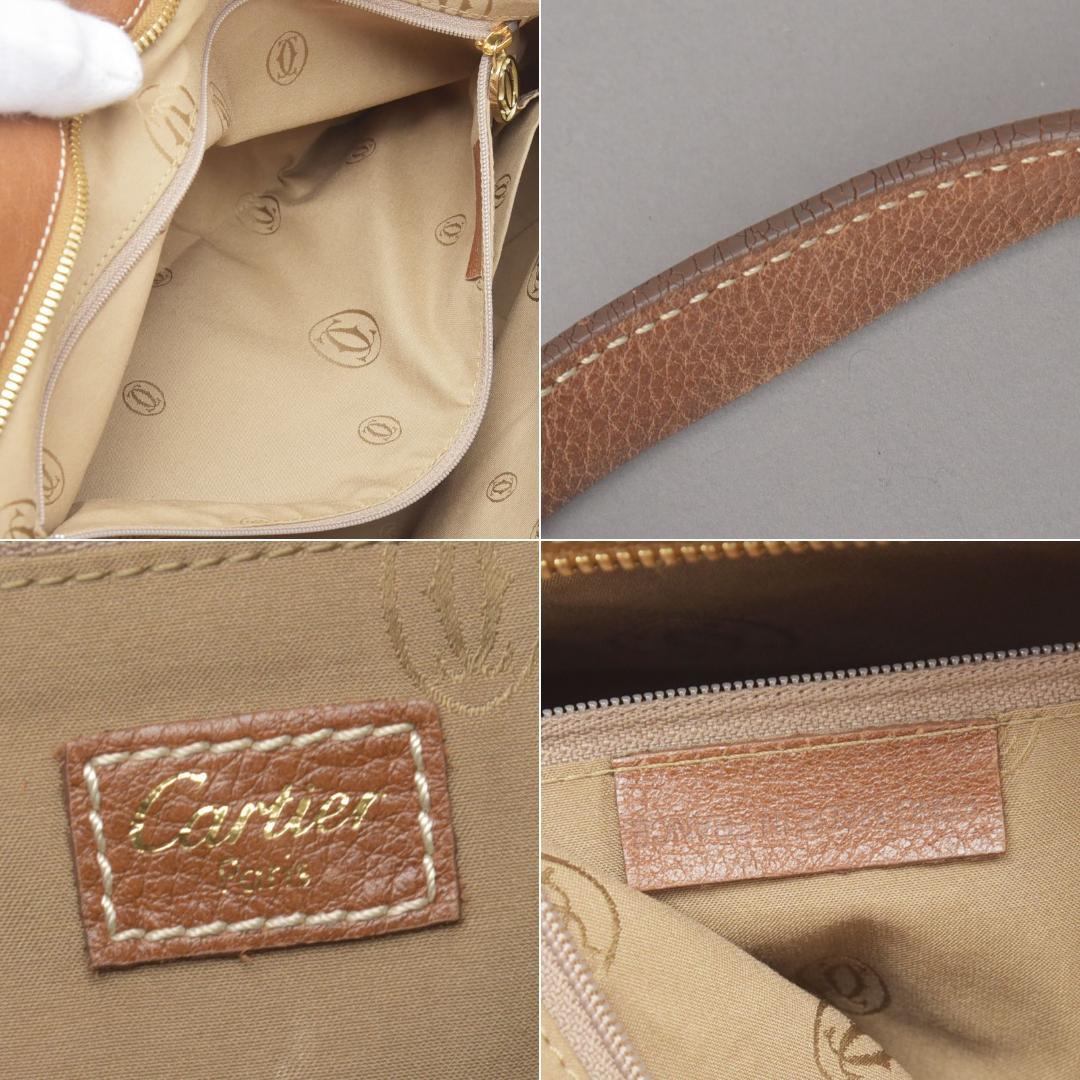 美品◇CARTIER マルチェロ ドゥ カルティエMM ハンドバッグ レザー 茶 画像10