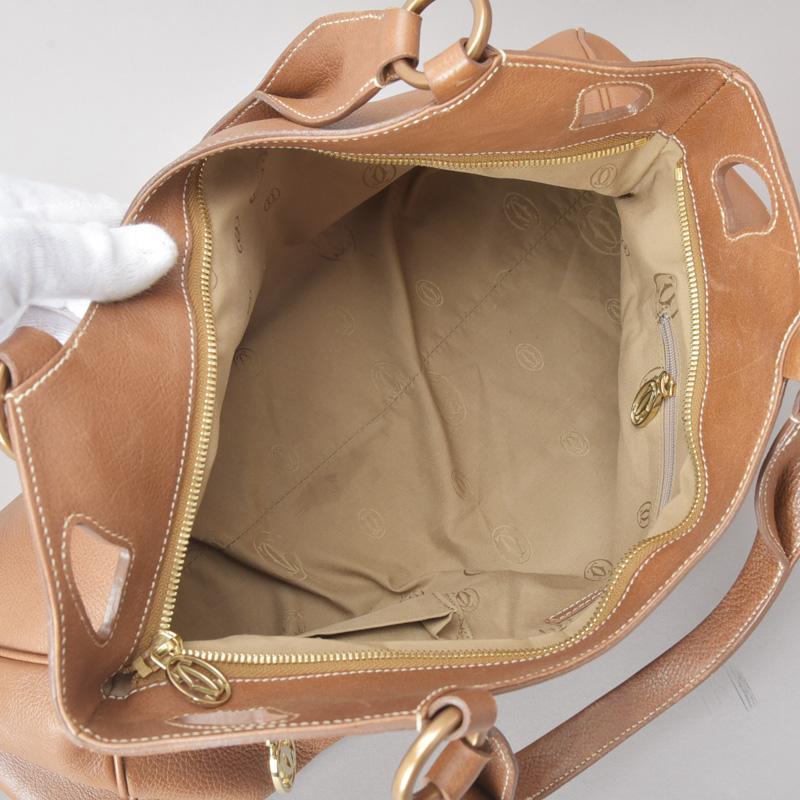 美品◇CARTIER マルチェロ ドゥ カルティエMM ハンドバッグ レザー 茶 画像7